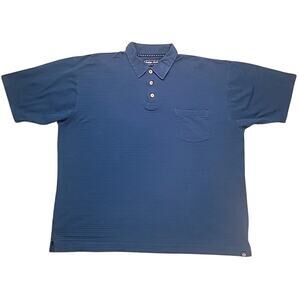 Indygo Smith Men’s Blue Textured Polo Shirt 4XT Big And Tall Polished Classic
